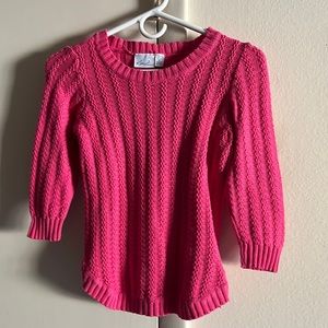 Kim Rogers pretty in pink sweater.